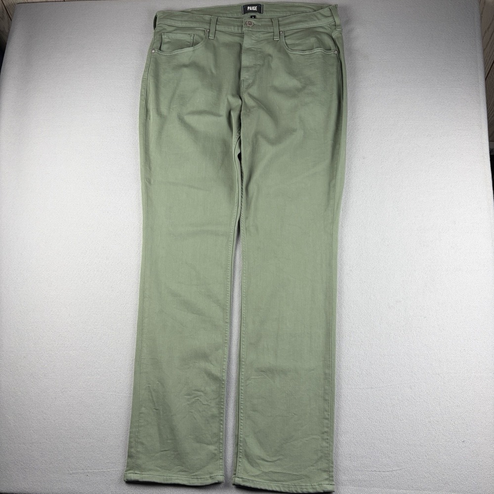 Paige Federal Jeans Green Men's Size 36 (Fits 37x34) Straight Leg Stretch